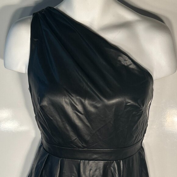 Sofia Vergara NWT SZS Black Faux Leather One Shoulder Dress Goth Timeless Y2K - Picture 8 of 14